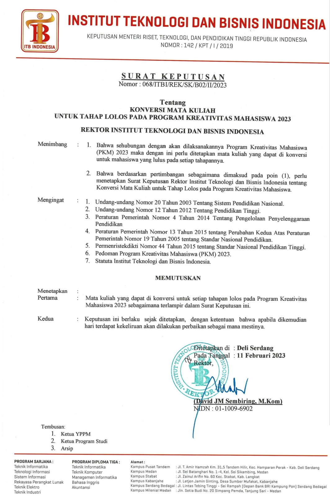 Pengumuman Program Kreativitas Mahasiswa Tahun 2023