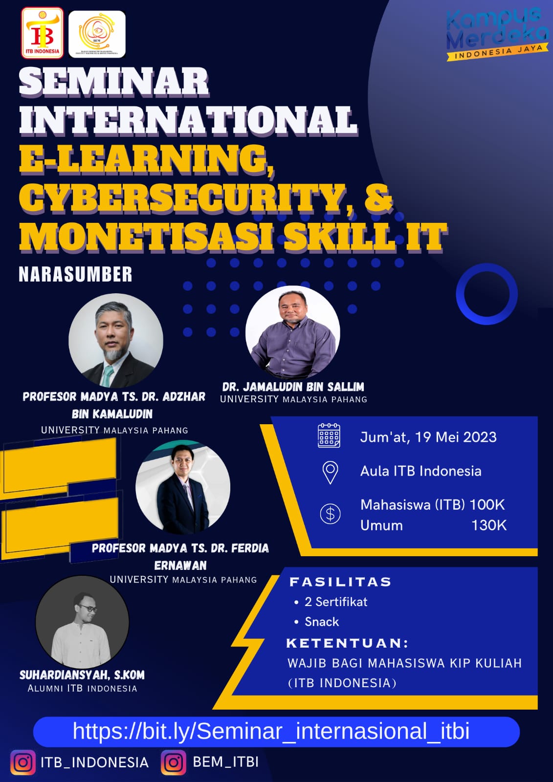 ITB Indonesia melaksanakan Seminar Internasional: E-Learning, Cybersecurity dan Monetisasi Skill IT